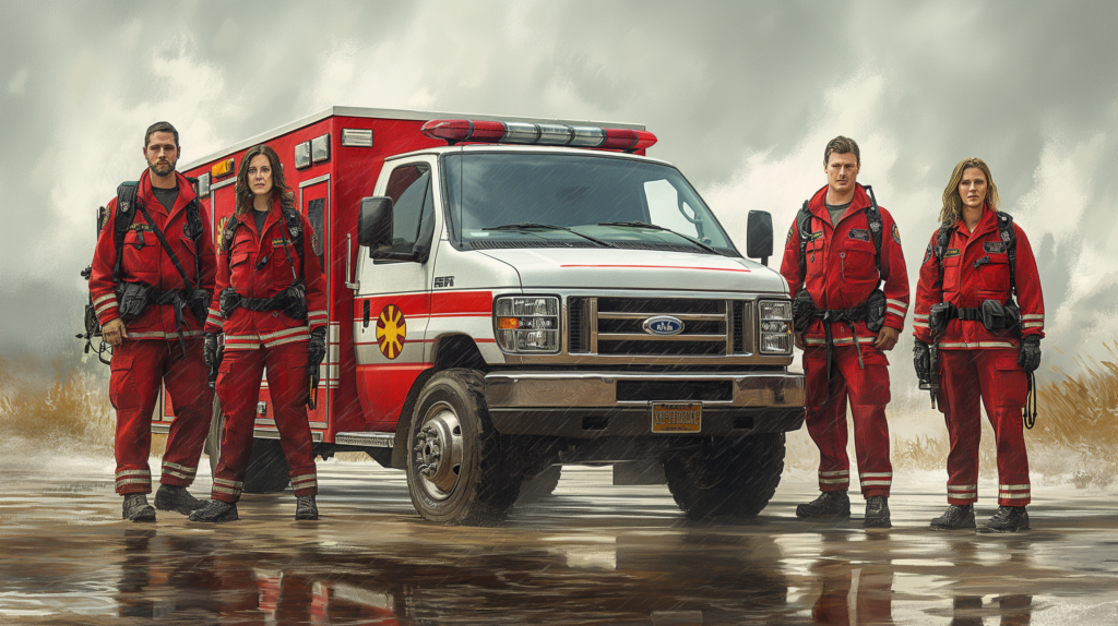 EMS team working together on patient care