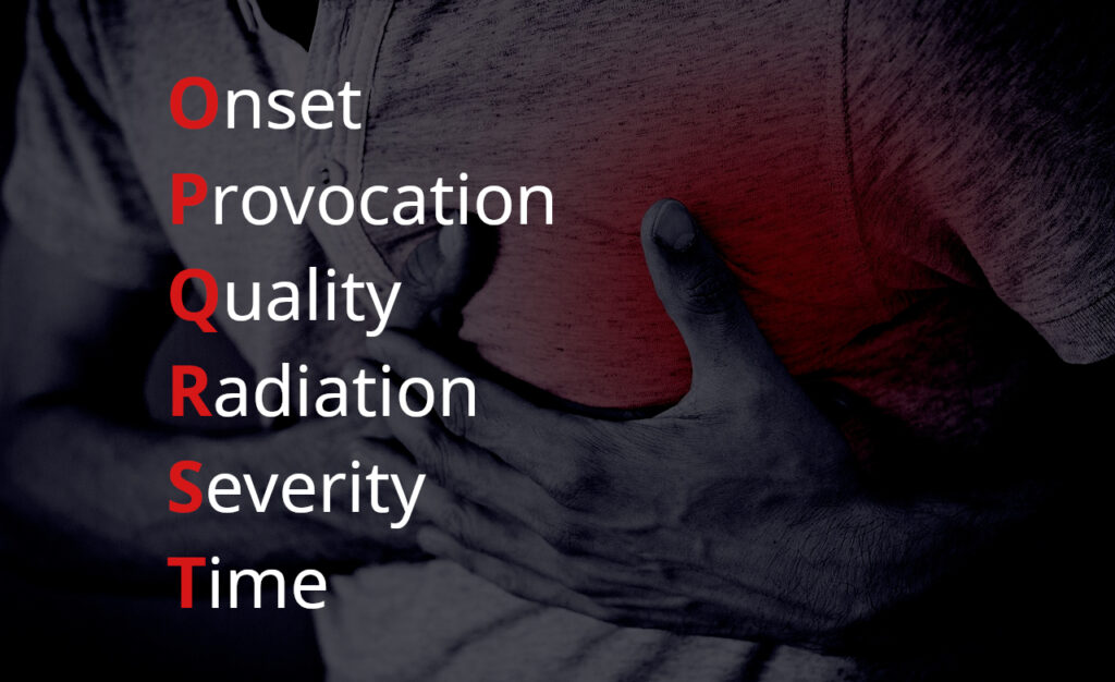OPQRST pain assessment method diagram