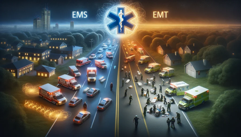 Depicting the difference between the EMS system and the EMTs that are part of it.